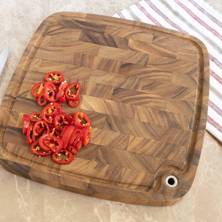 Fox Run Brands - Wholesale Cutting Board - Ironwood Carolina Acacia Wood Chopping Board, End Grain, 14"
