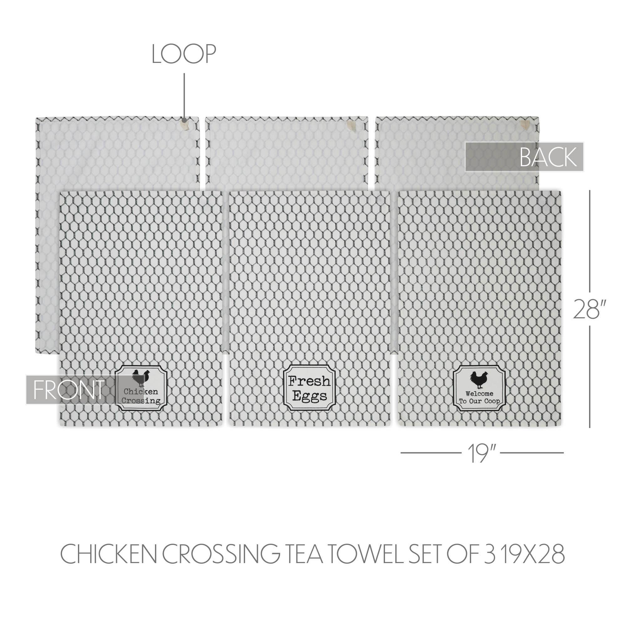VHC Brands - Wholesale Tea Towel - Down Home Chicken Crossing Tea Towel Set of 3 19x284