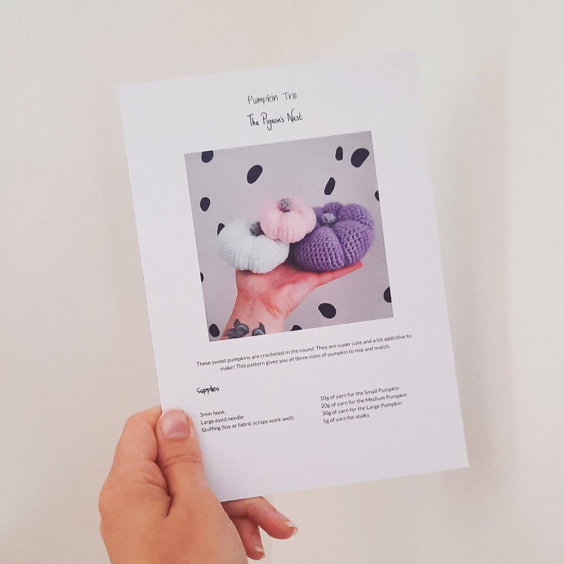 The Pigeon's Nest – Engroshandel Strikke-/hækleartikler – Græskartrykt hæklemønster | Efterårsprojektidé