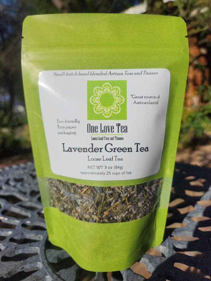 Lavendel-Grüntee 3 oz für den Großhandel von One Love Tea