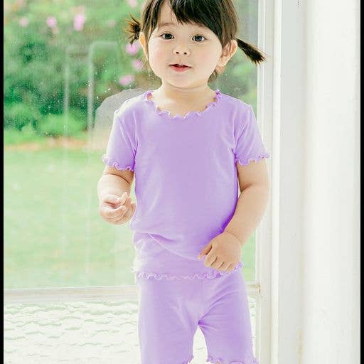 Shirring Light Purple Short sleeve Viscose Pajama for wholesale by Vaenait Baby