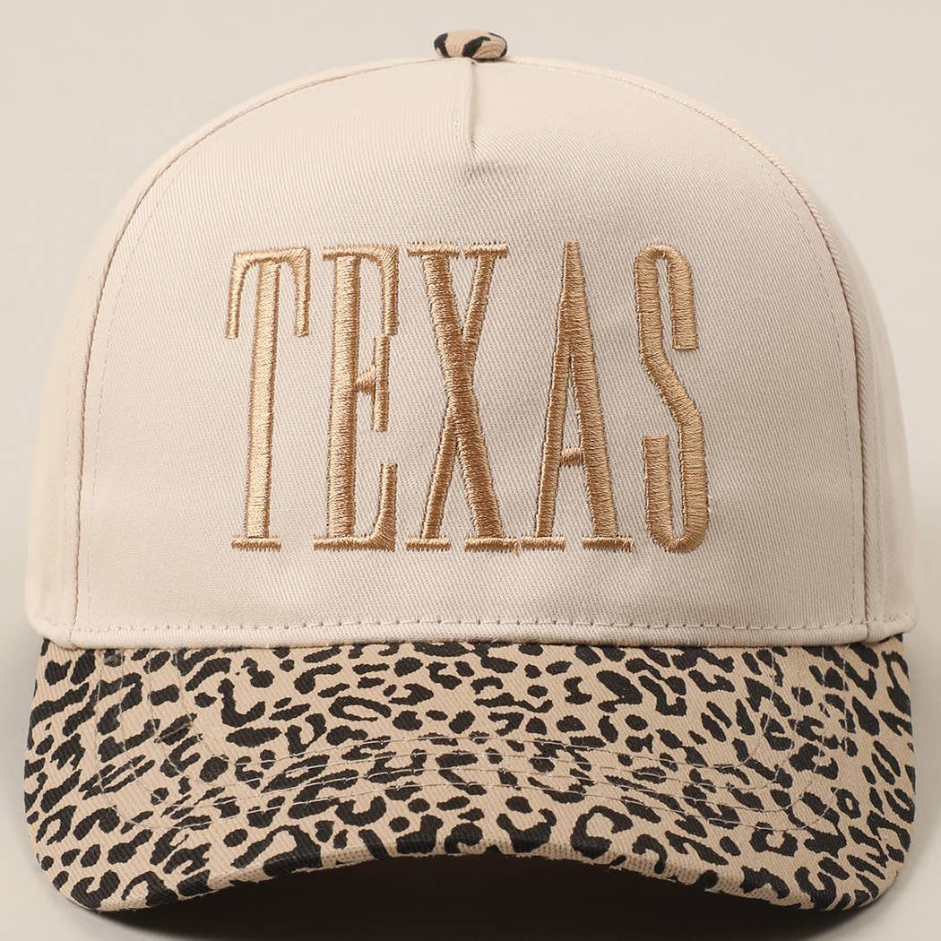 Fashion City - Wholesale Trucker Hat - Unisex - TEXAS Embroidery Leopard Two-Tone Trucker Hat0