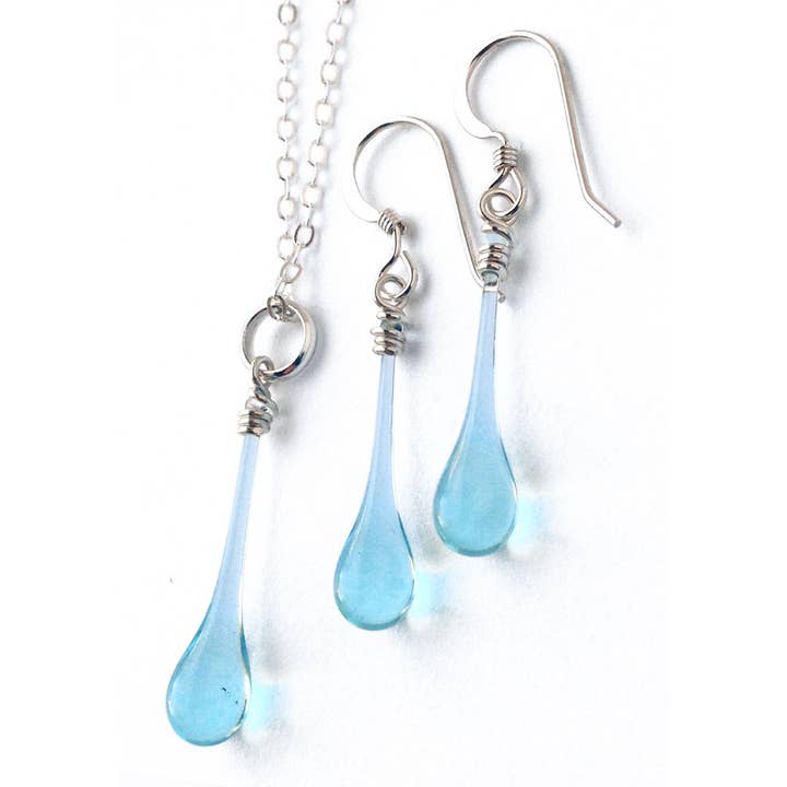 Birthstone gekleurde glazen traanoorbellen en hangerset voor wholesale door Sundrop Jewelry