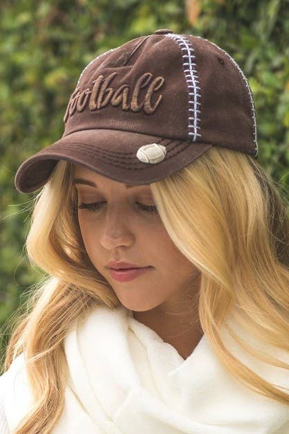 Olive & Pique - Wholesale Baseball Cap - Women's - FOOTBALL themed baseball cap, Adjustable