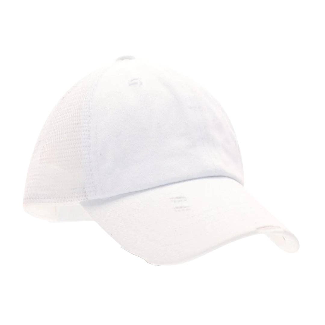 C.C Beanie - Vente Casquette de baseball – enfant - Casquette à visière CC pour enfants avec queue de cheval haute croisée et effet vieilli KIDSBT7803
