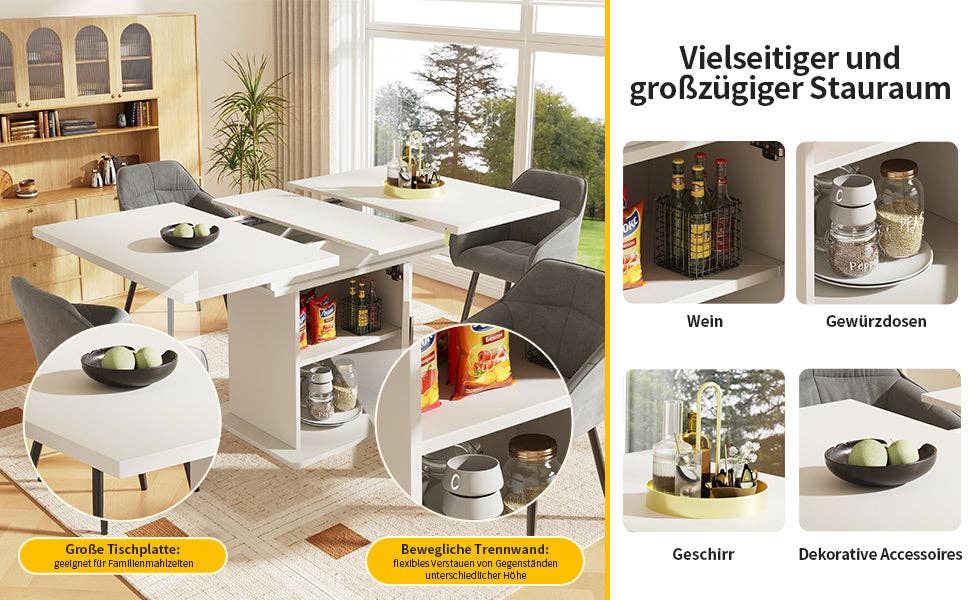 Urban Meuble - Wholesale Side Table - Extendable dining table with wood effect, black storage space, and glass 110-140*70cm CHOCAS BLACK GLASS11