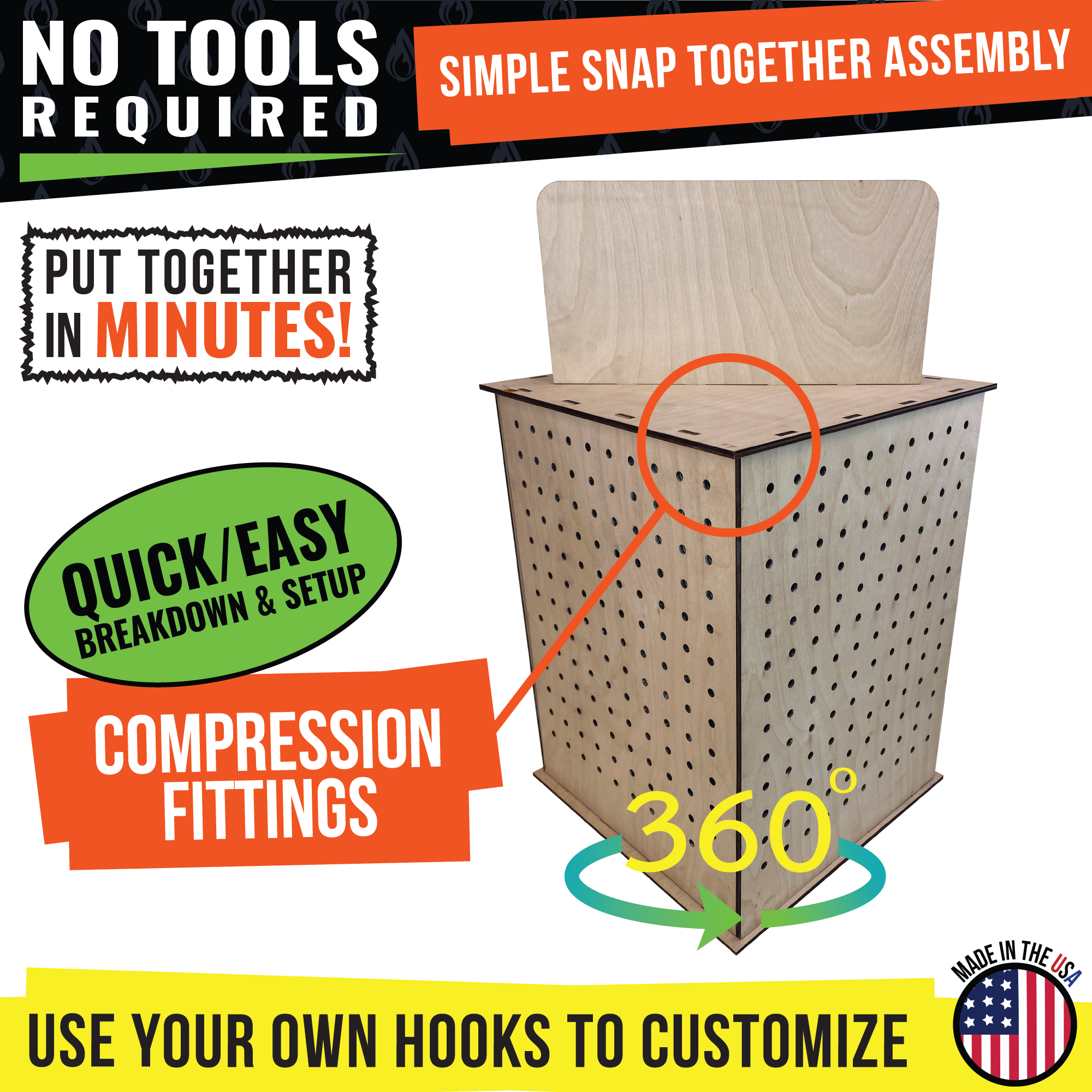 Torched Displays – Großhandel Verkaufsdisplay-Ständer/-Gehäuse – Drehbares Steckbrett-Display für Bastler12