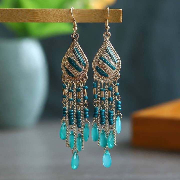 FurDecoration - Wholesale Dangle Earrings - Long Colorful Waterdrop Earrings4