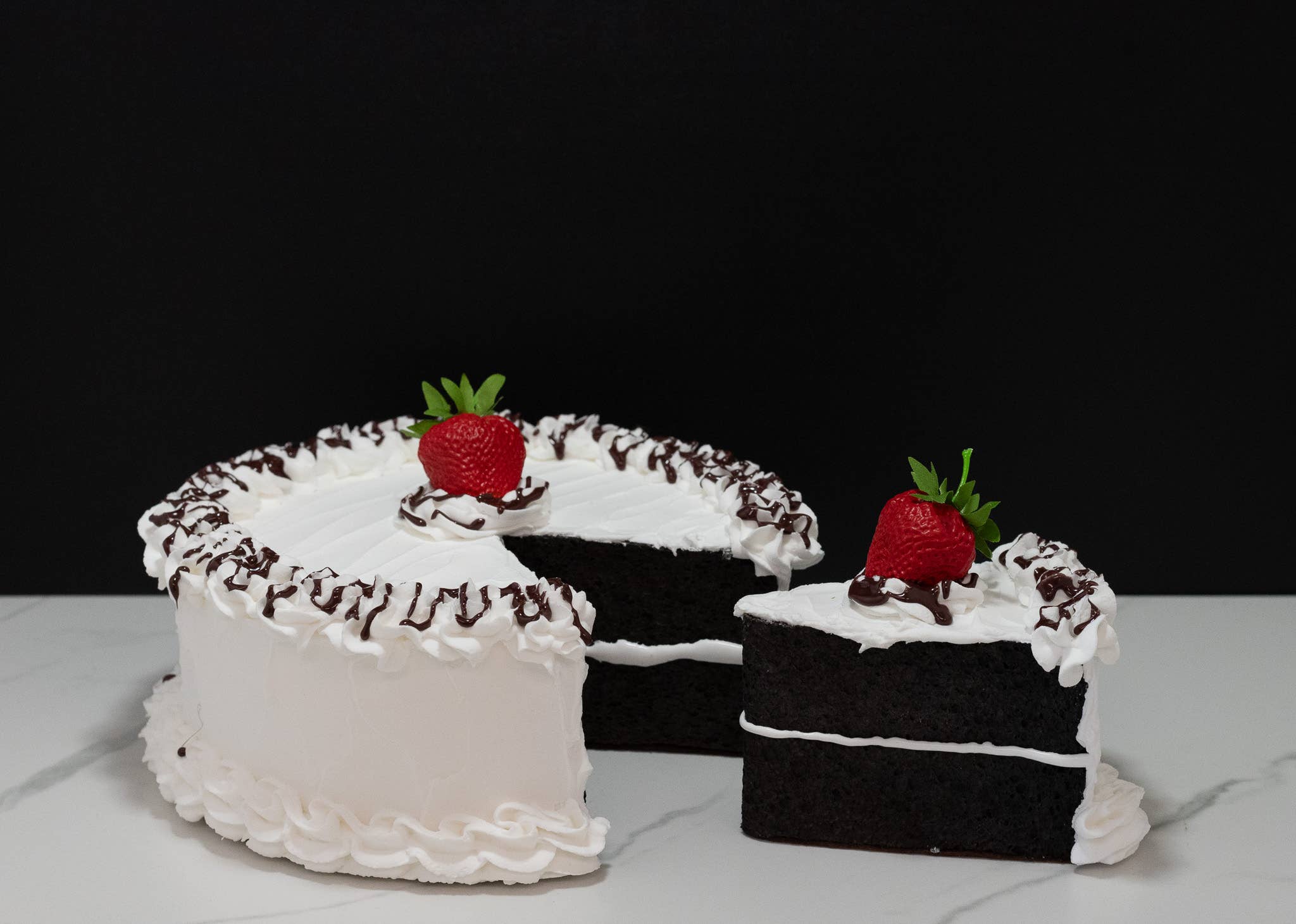 Just Dough It! Fake Foods - Wholesale Decorative Tabletop Object - Large Fake Vanilla Cake with Slice Missing5