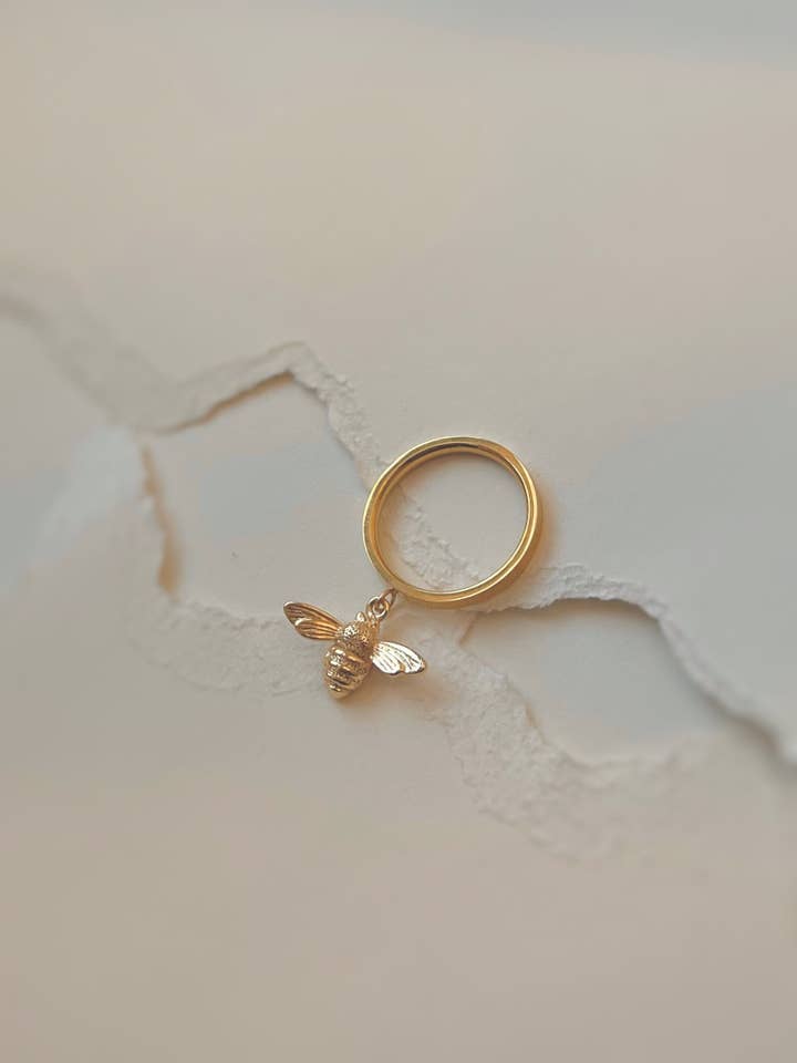 Bee Gold Ring - Freshwater Pearl Gold Ring- Handmade Ring for wholesale by terracottaandsun