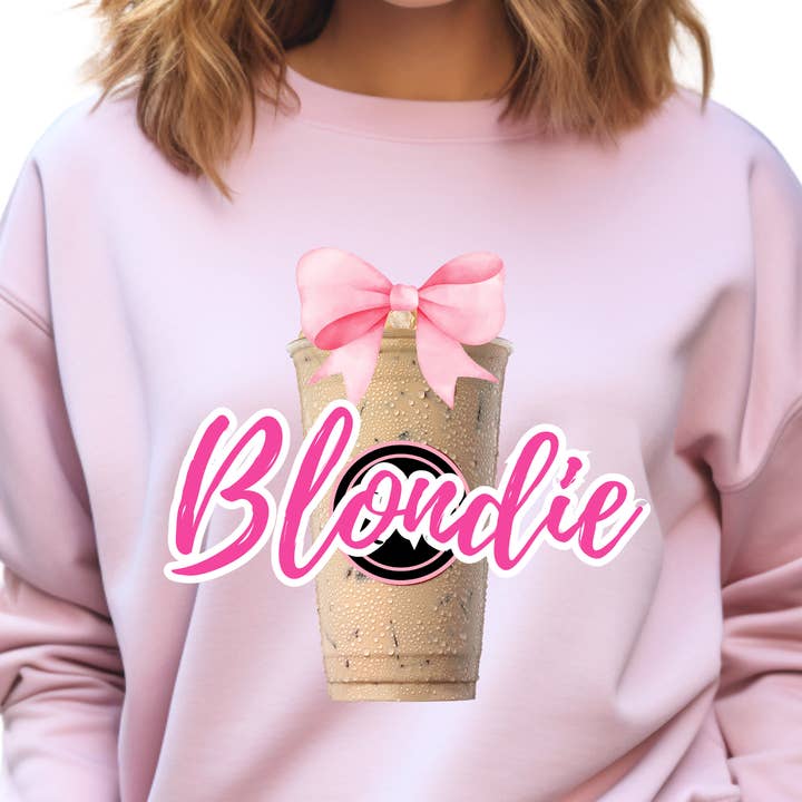 Northstar – wholesale Graphic sweatshirt – Women’s – Cute Blondie Coquette Style Coffee Sweatshirt