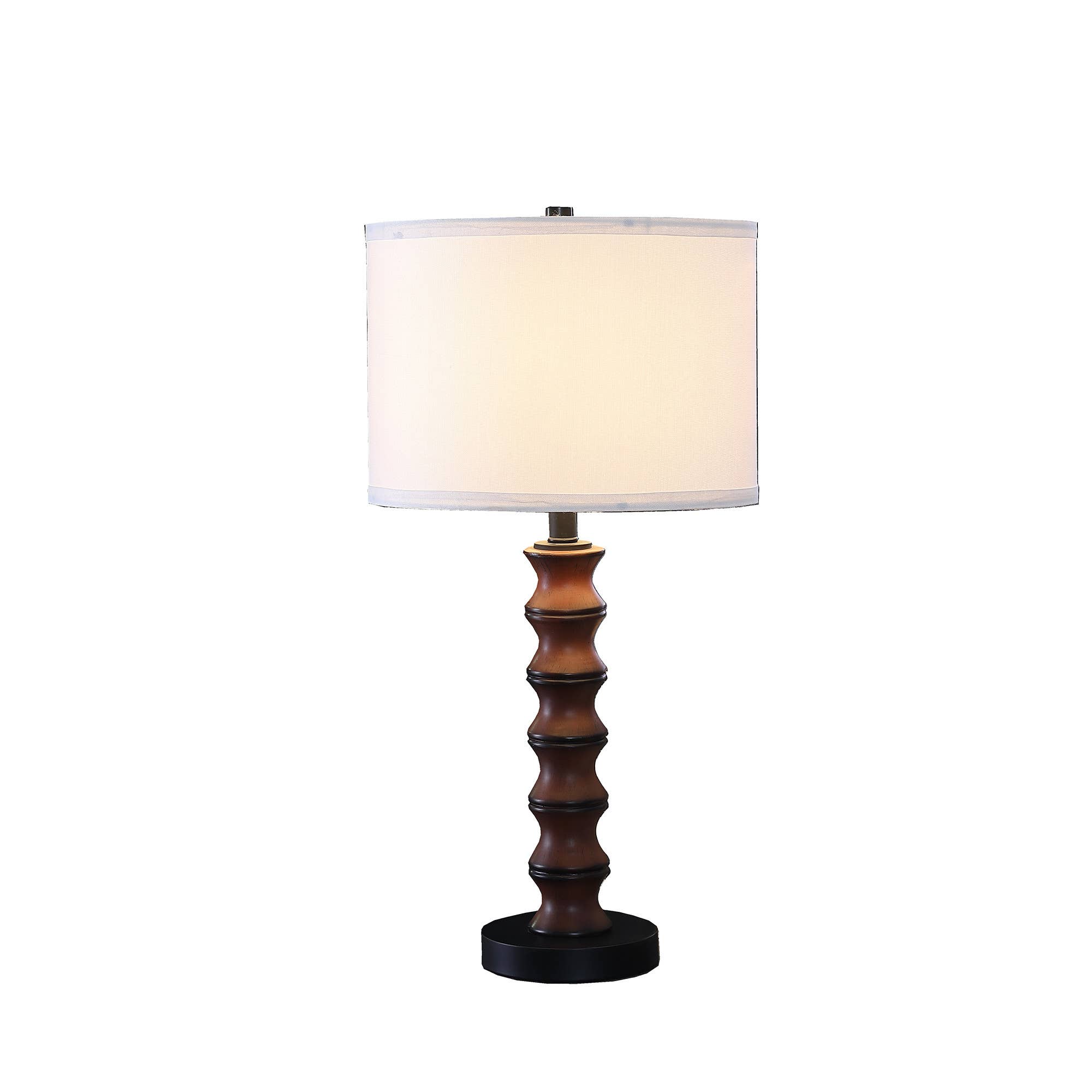 HomeRoots - Wholesale Accent/Desk Lamp - 28"Dark Cherry Polyresin Indents Table Lamp With White Shade1