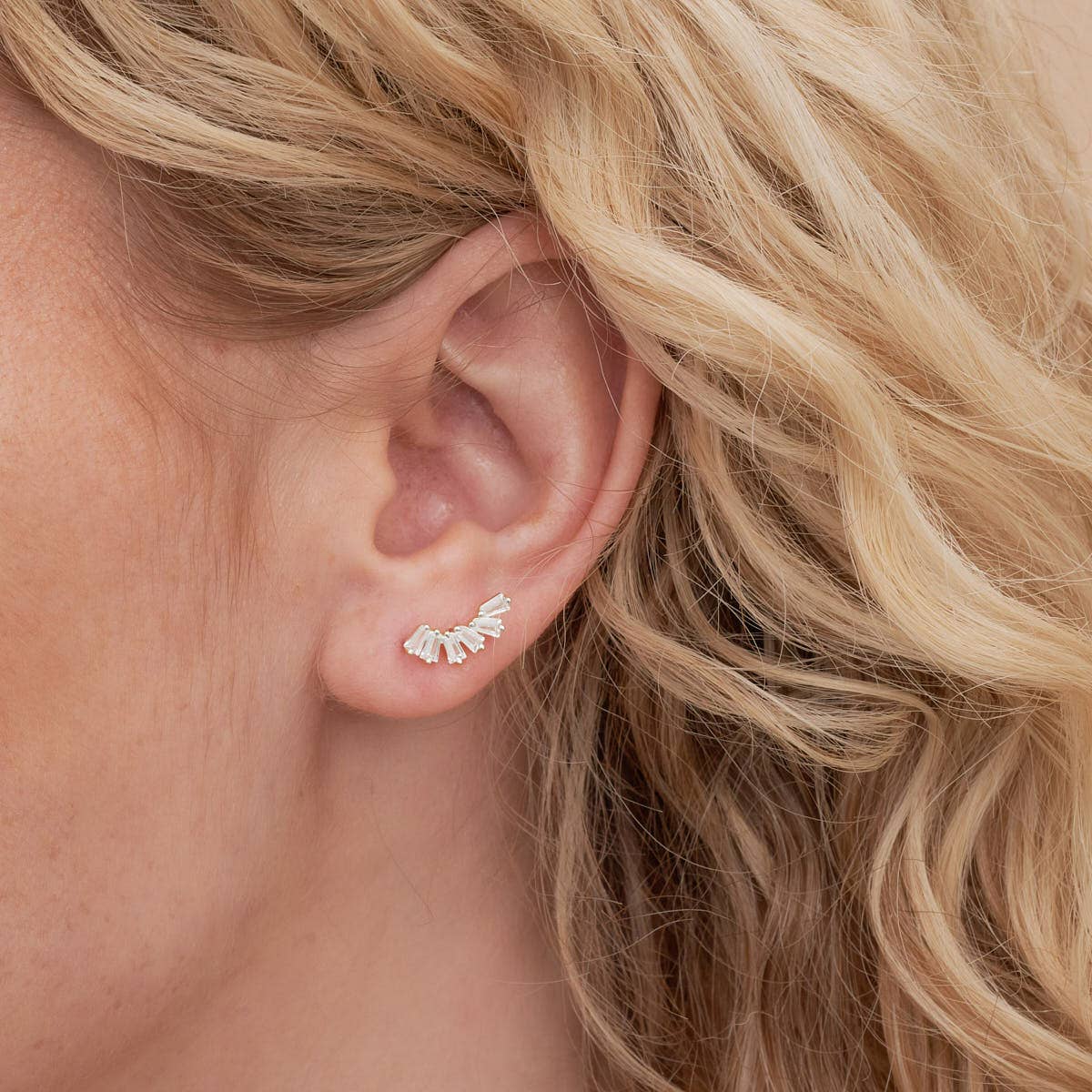 LEA Jewels – wholesale Stud/post earrings – Crystal Cascade Labret Studs in Silver1