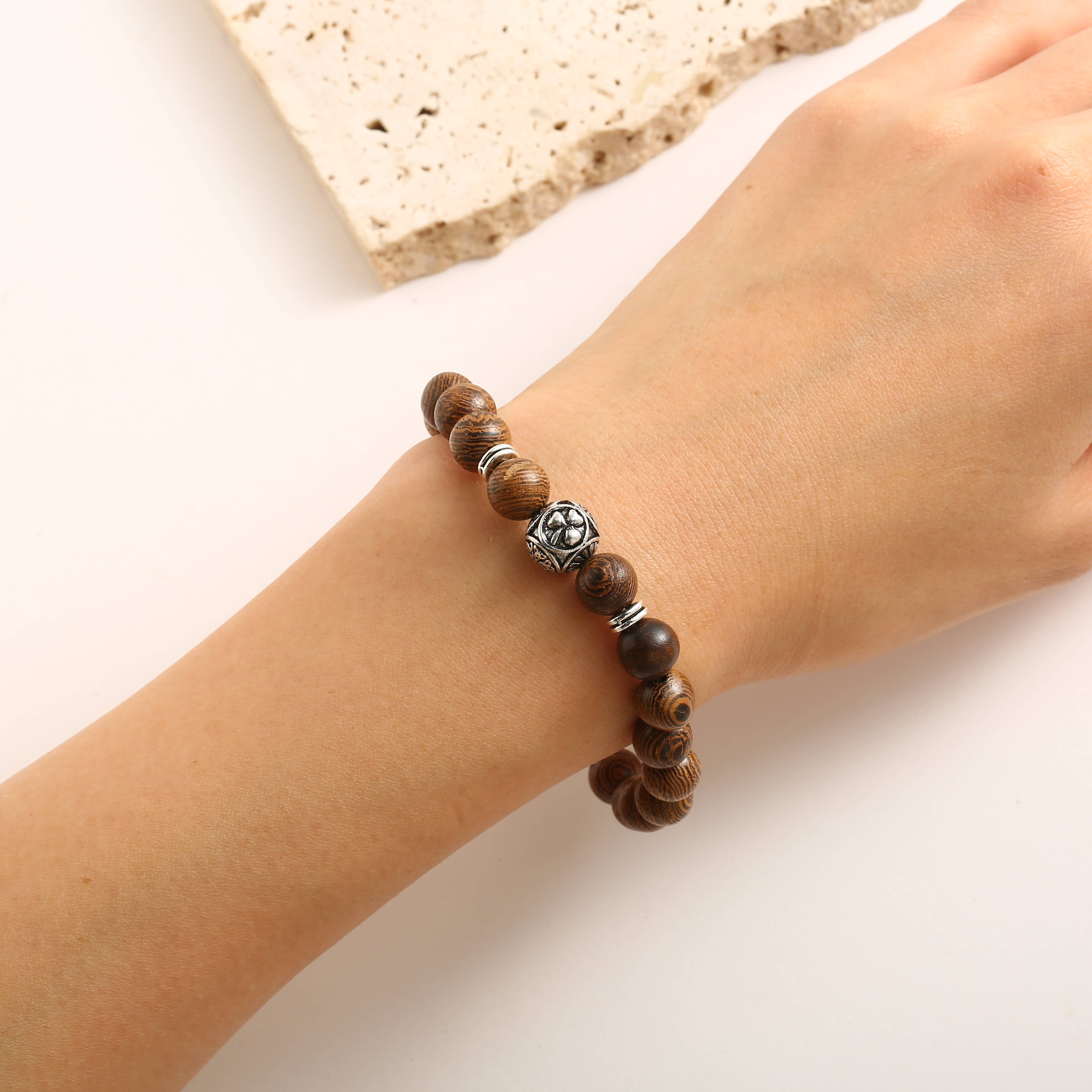 Celtic Ore Crafts - Wholesale Beaded Bracelet - IRB-061A Men's Bracelet  Wenge Wood1