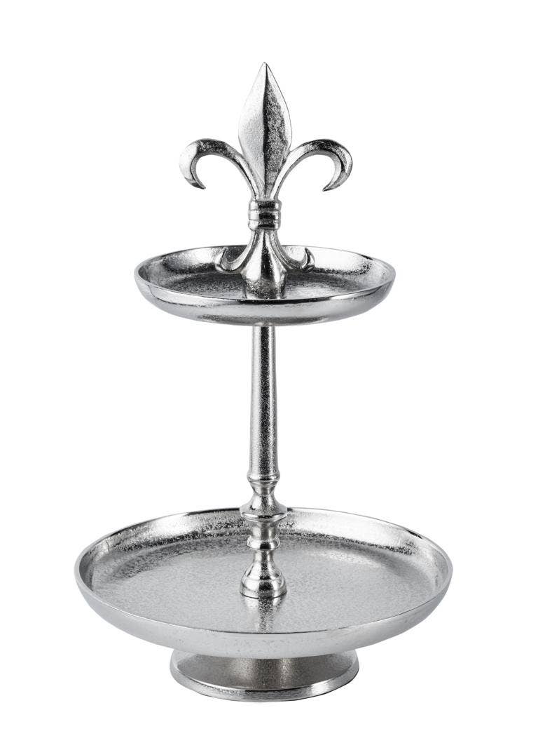 Michael & Philipp Noll e. K. - Wholesale Side Table - Lily cake stand two-tiered silver metal 50 cm1