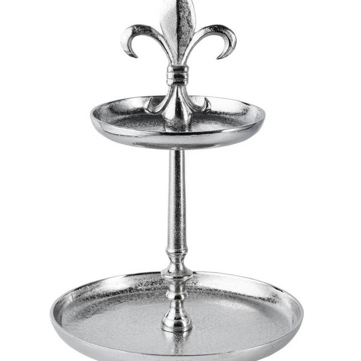 Michael & Philipp Noll e. K. - Wholesale Side Table - Lily cake stand two-tiered silver metal 50 cm1