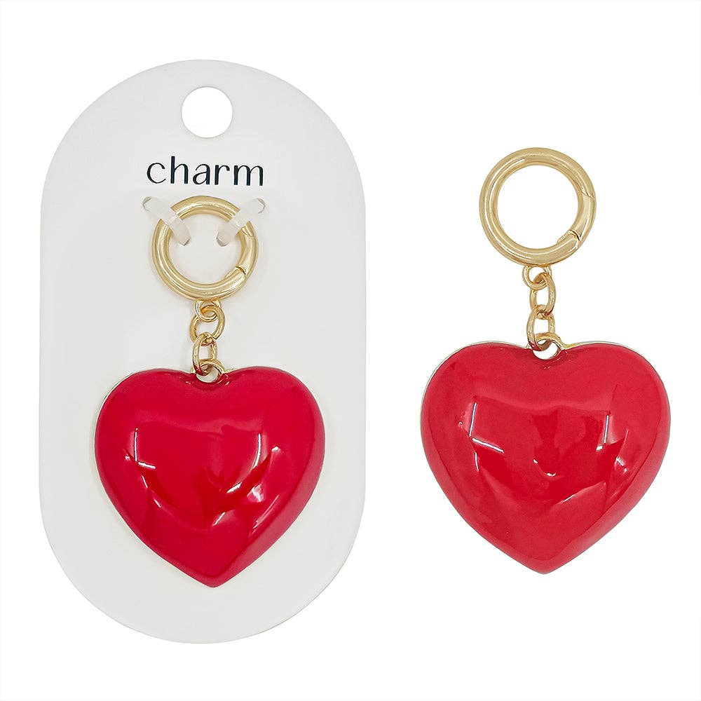 What's Hot – wholesale Keychain – Women's – Red Color Coated Heart 1.5" Charm, Great for Scarf Necklaces0