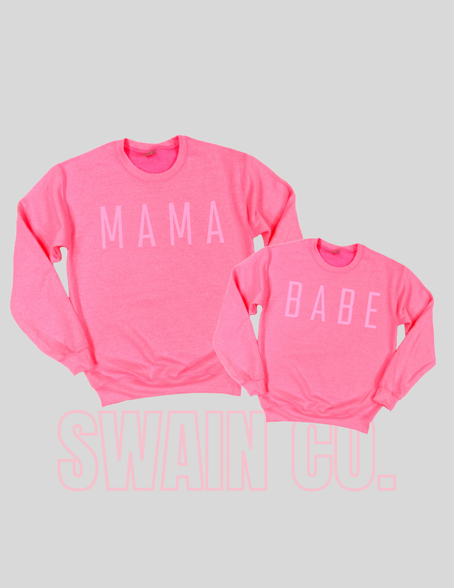 Swain Co. Embroidery & Press - Wholesale Sweatshirt - Kids - BABE Toddler & Youth Sweatshirt | Valentine’s Day Kids Crewneck | Matching Mama & Mini Outfit | Cute Pink Kids Pullover2