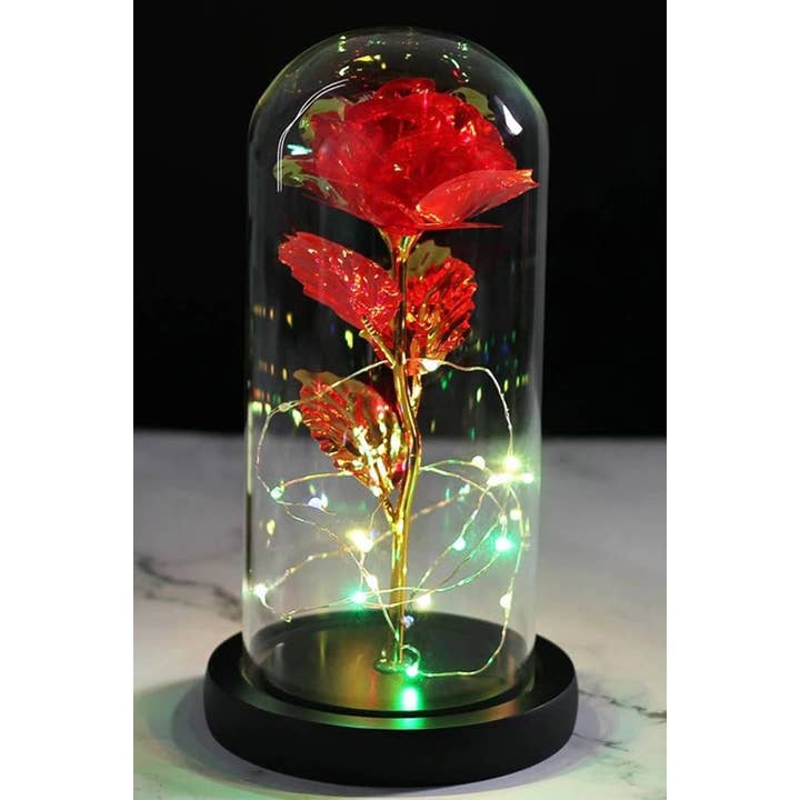 Cap Zone – wholesale Decorative tabletop object – Tall Metallic Galaxy Rose Dome Led Light Stand8