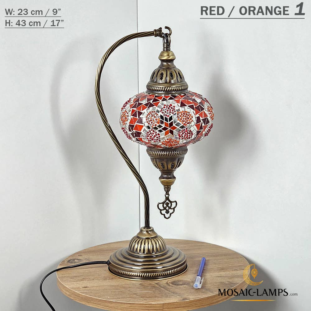 Mosaic Lamps - Wholesale Accent/Desk Lamp - 10+Colors - Gooseneck Large Globe Mosaic Table Lamp, Turkish73