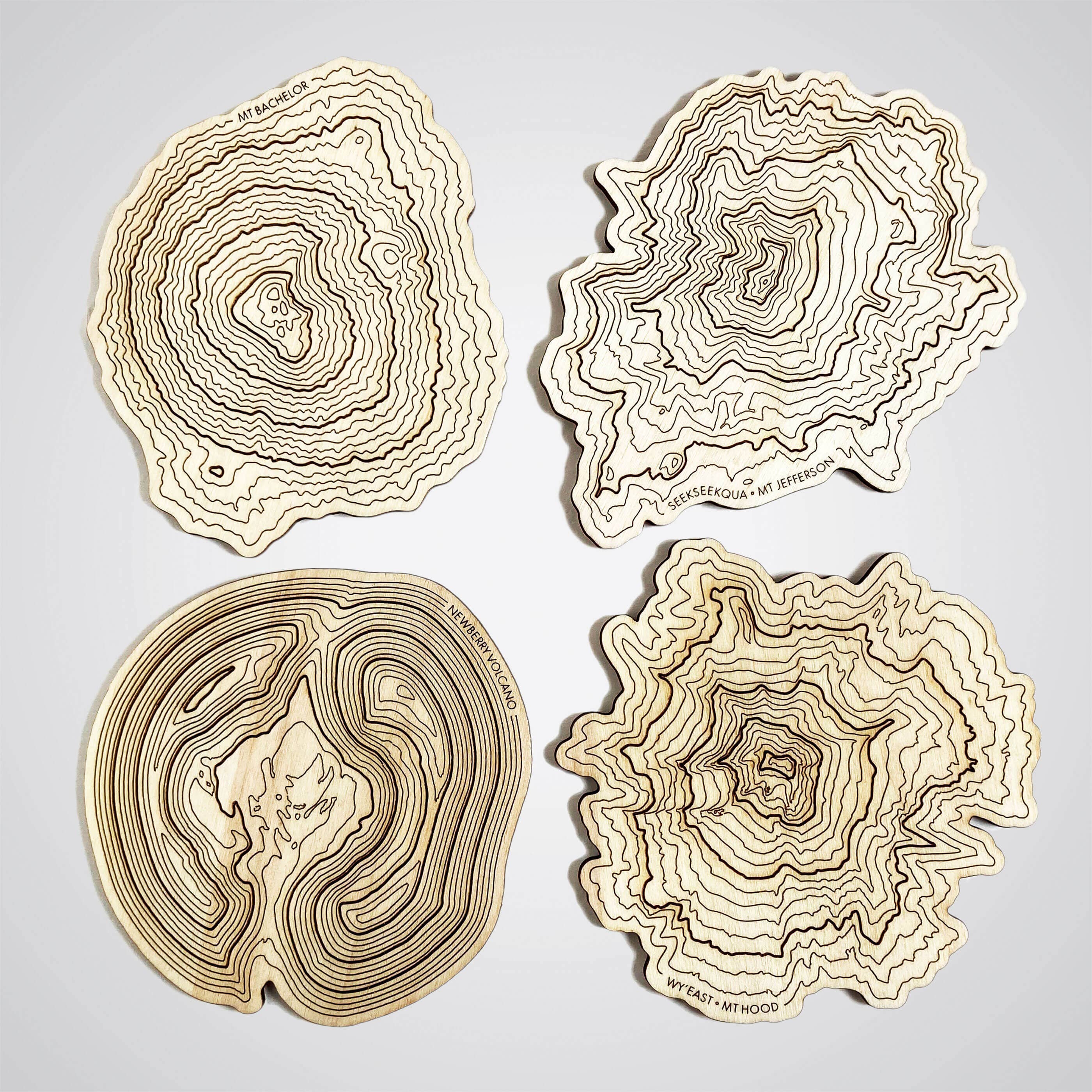 SML | Simple Modern Living - Wholesale Coasters - Oregon Volcanoes Topography Coasters - Set of 42