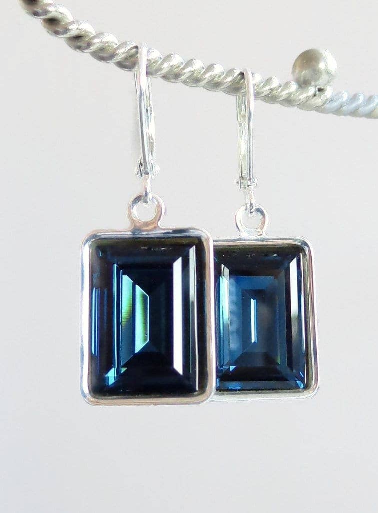 Love Your Bling® - Wholesale Dangle Earrings - Navy Blue Baguette Crystal Earrings - Bridesmaid Jewelry - Weddings - Swarovski Crystal - Swarovski Earrings - Dark Blue Earrings1