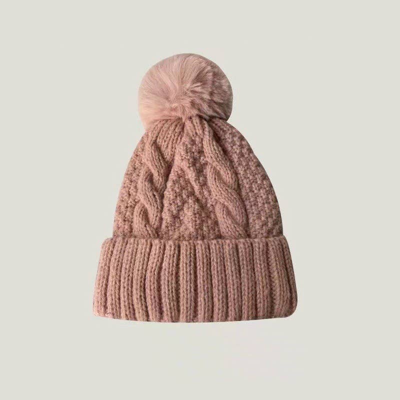 JOSSLYN by wall to wall - Wholesale Beanie - Women's - CLASSIC CABLE KNOT POM POM BEANIES HAT | 40BN9128
