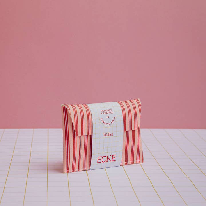 ECKE - Wholesale Card Holder - Women's - Coral Red Stripes Wallet