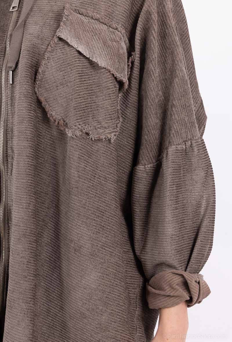 L'Emotion - Wholesale Hoodie - Women's - Velvet Pleated Velvet Worn Effect Wide Zip Hoodie12