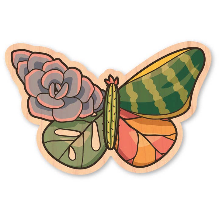 Mini Wood Sticker - Nature Butterfly for wholesale by Morris Magnets