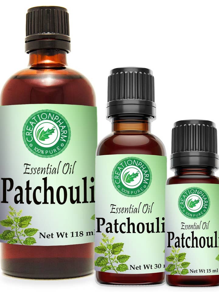 Olio Essenziale di Patchouli 100 Percento Puro Creazione Pharm Grado Aromaterapia per Cura della Pelle e Diffusione per la vendita all'ingrosso da parte di Creation Farm Inc