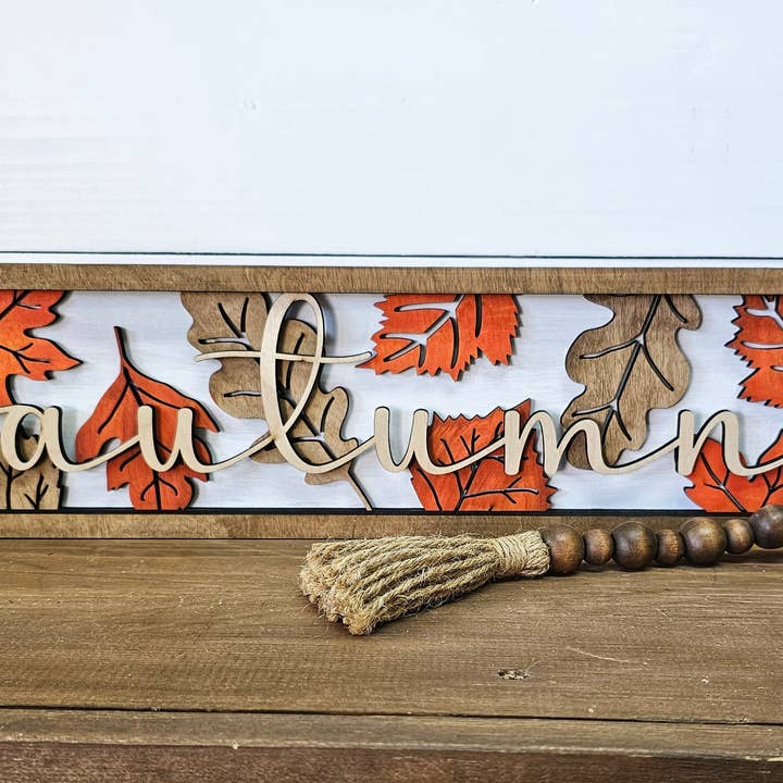 DIY kit Autumn Leaves Shelf Sitter for wholesale by The Adorned Willows Marketplace LLC