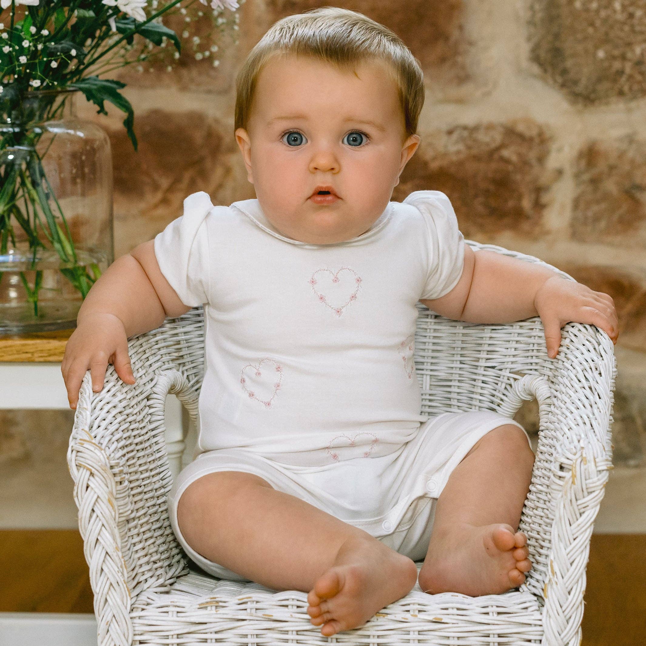 Emile Et Rose - Wholesale Jumpsuit - Baby - Jody White Girls Heart Embroidery Romper2