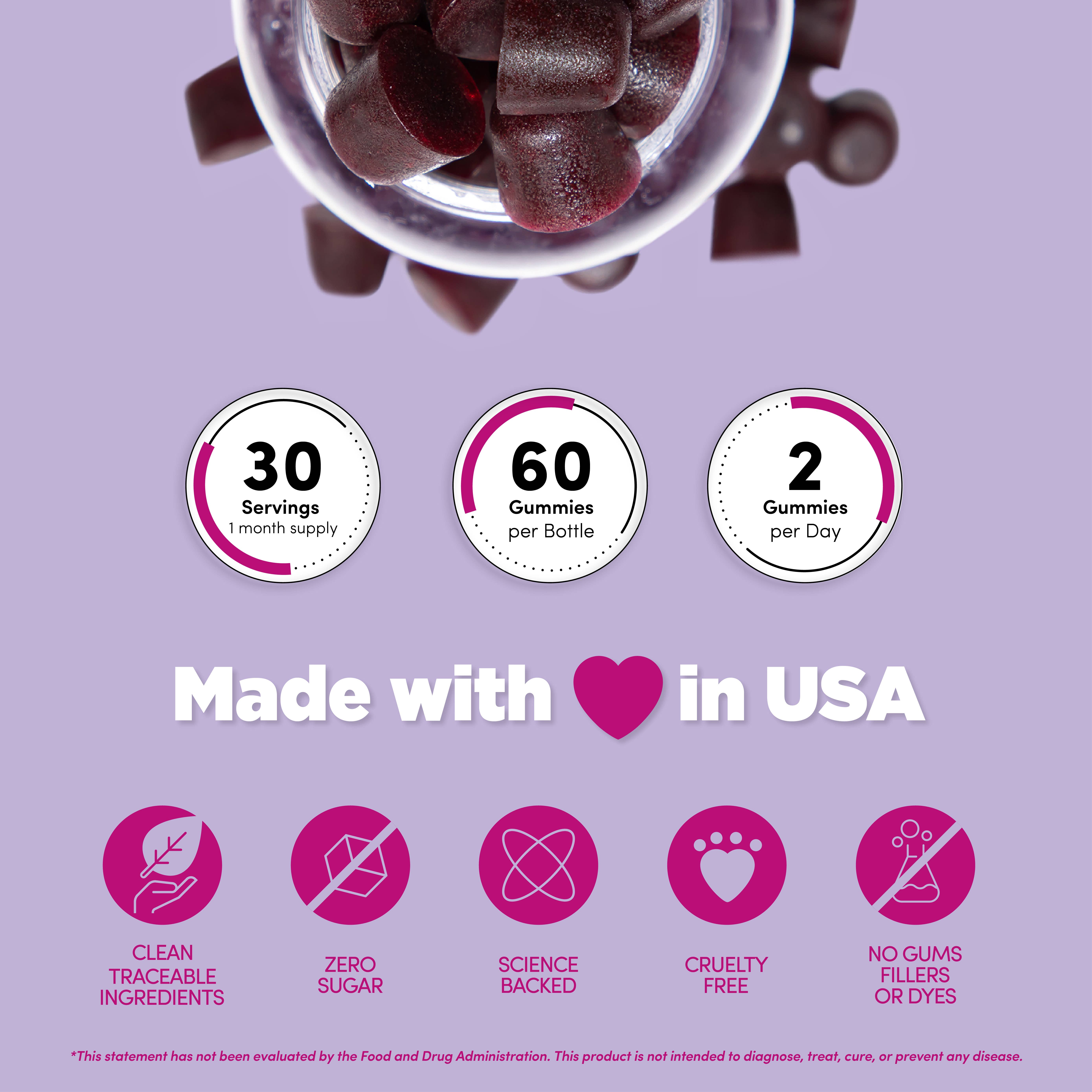 REWELLSS - Vente Supplément oral/vitamine - Précommandez REWELLSS Betterave Root Gummies I Suppléments végétaliens sans sucre et sans OGM | Soutien à la santé cardiaque et à la tension artérielle fabriqués aux États-Unis4