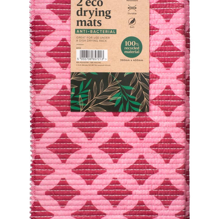 2 Eco Dish Drying Mat Anti-Bacterial Quick-Drying Pink for wholesale by Home Shopa
