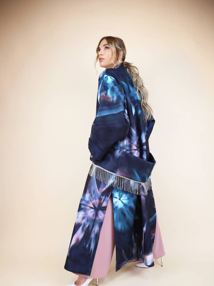 A3099 Tie och Dye Rhinestone Coat för wholesale av Moqette