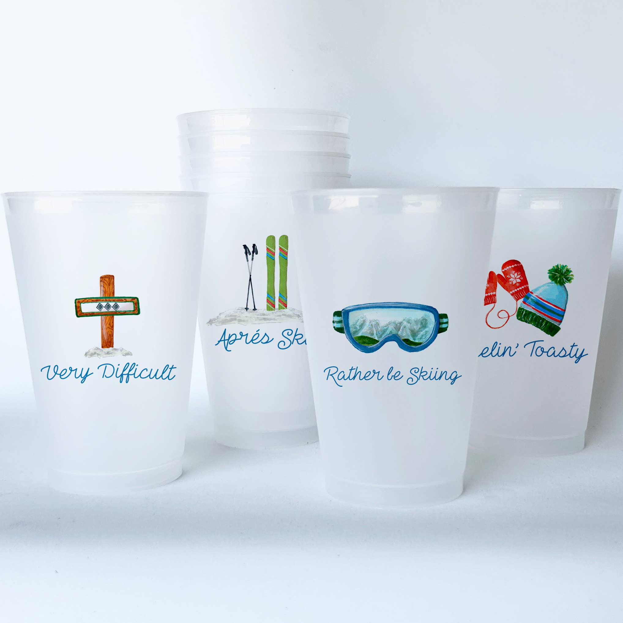 Dishique - Wholesale Drinking Glass/Cup - Skiing Shatterproof 20 oz Plastic Cups; set of 80