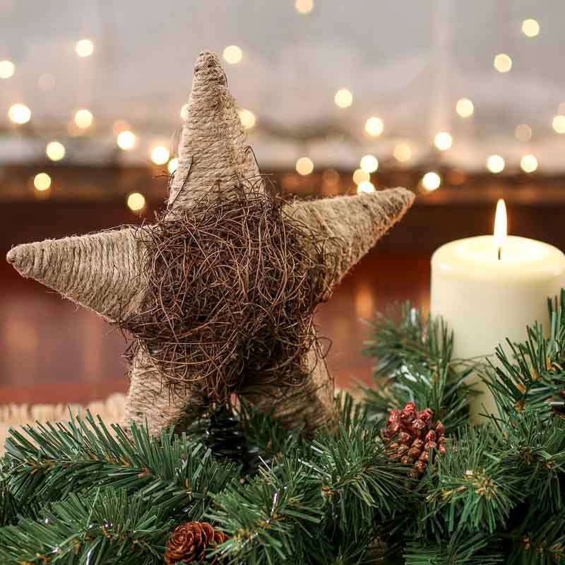 Factory Direct Craft - Wholesale Tree Topper - 11" Rustic Jute and Twig Star Tree Topper 1