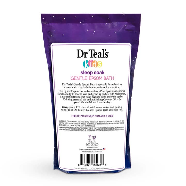 KT Supply - Wholesale Bath Soak/Milk - DrTeals Kids Gentle Epsom Salt Sleep Soak /W Melatonin 2lbs