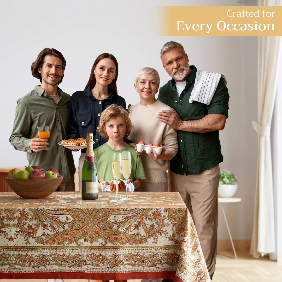 Maison d'Hermine - Design in Every Thread - Wholesale Tablecloth - Tablecloths 100% Cotton - 3 Shapes - Kashmir Paisley Fall4