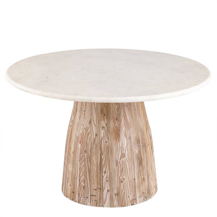 White Wash Natural Wood Dining Table with Marble top (Coffee Table) for wholesale on Faire2