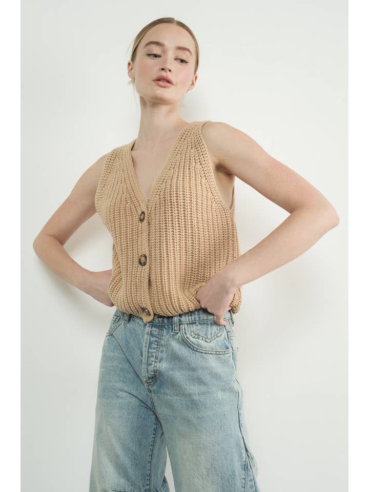 Aaron & Amber - Vendita all'ingrosso Maglione smanicato - Donna - GILET MAGLIA LAVATO VINTAGE MAS3218