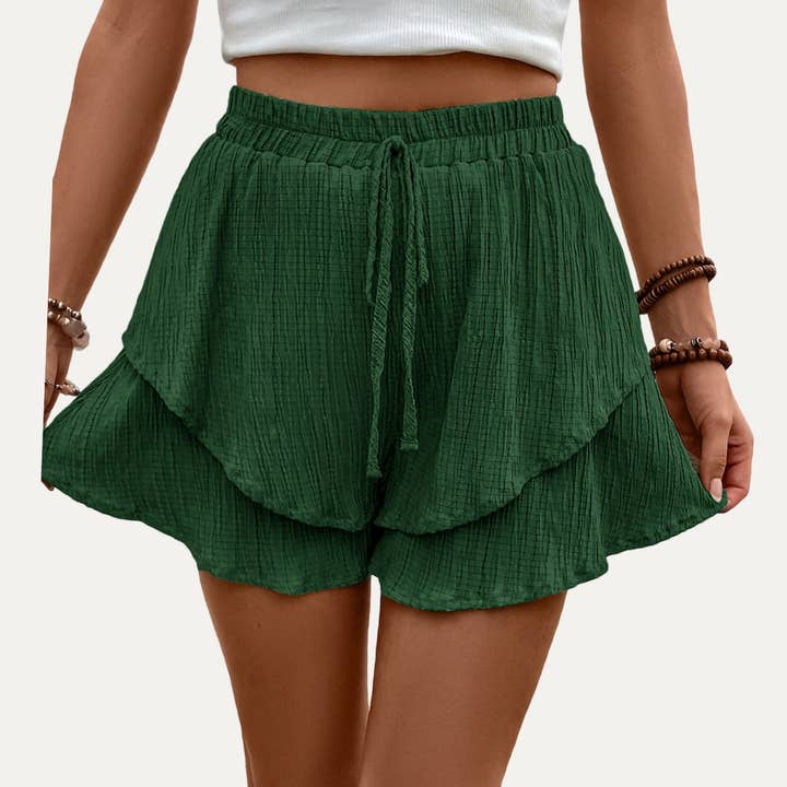 The Moment Collection - Wholesale Shorts - Women's - Actively Crinkled High-Waist Tiered Layers Mini Shorts 2