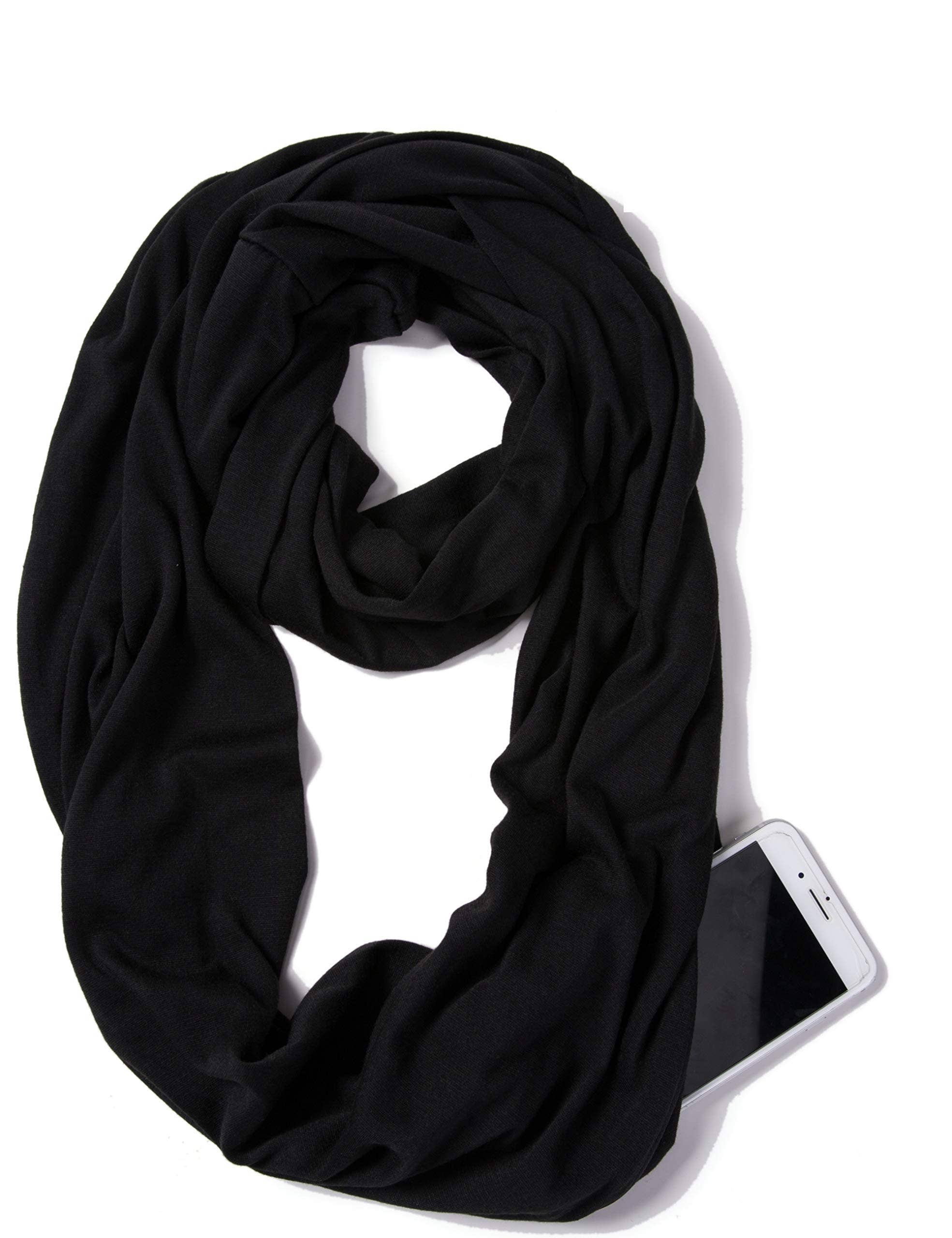 Elzama - Wholesale Scarf - Women's - ELZAMA Solid Color Infinity Scarf with Hidden Zipper Pocket0