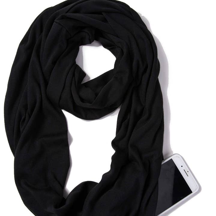 Elzama - Wholesale Scarf - Women's - ELZAMA Solid Color Infinity Scarf with Hidden Zipper Pocket0