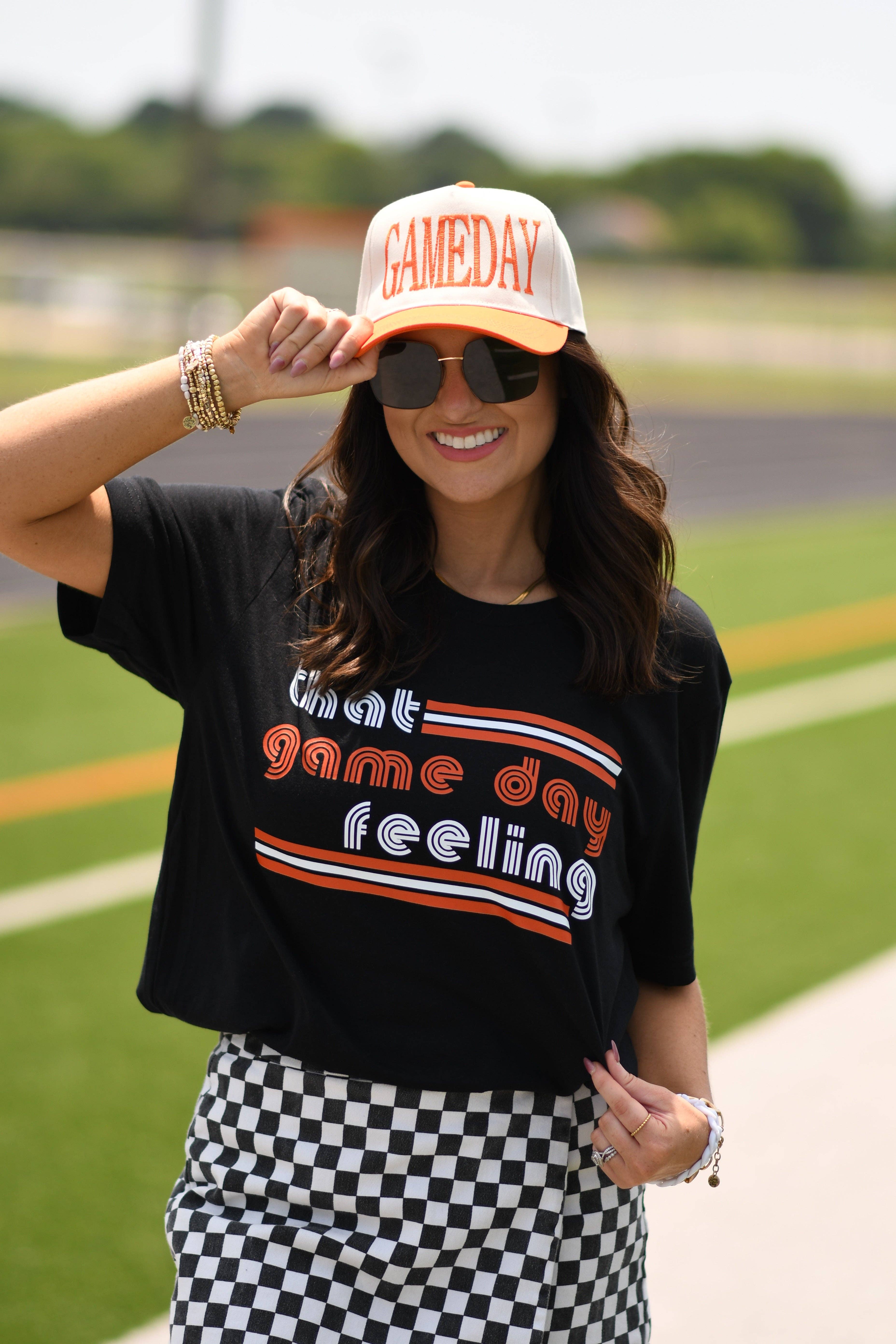 Black Orange That Game Day Feeling Tee for wholesale on Faire2