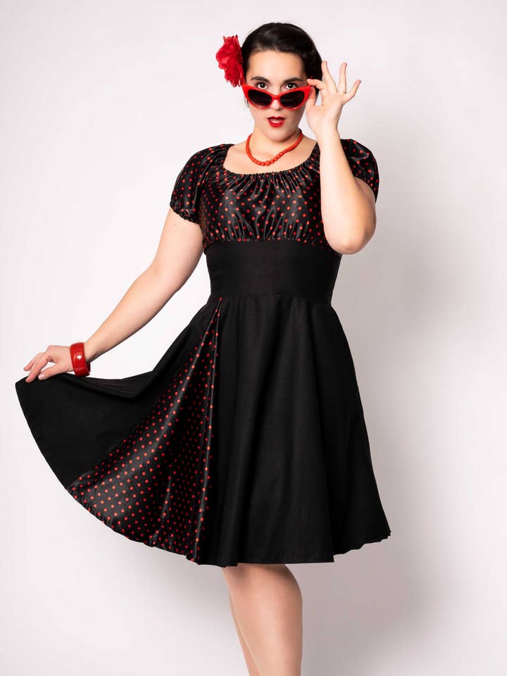 Romie dress - Black/Red polka dot for wholesale by Putré-Fashion