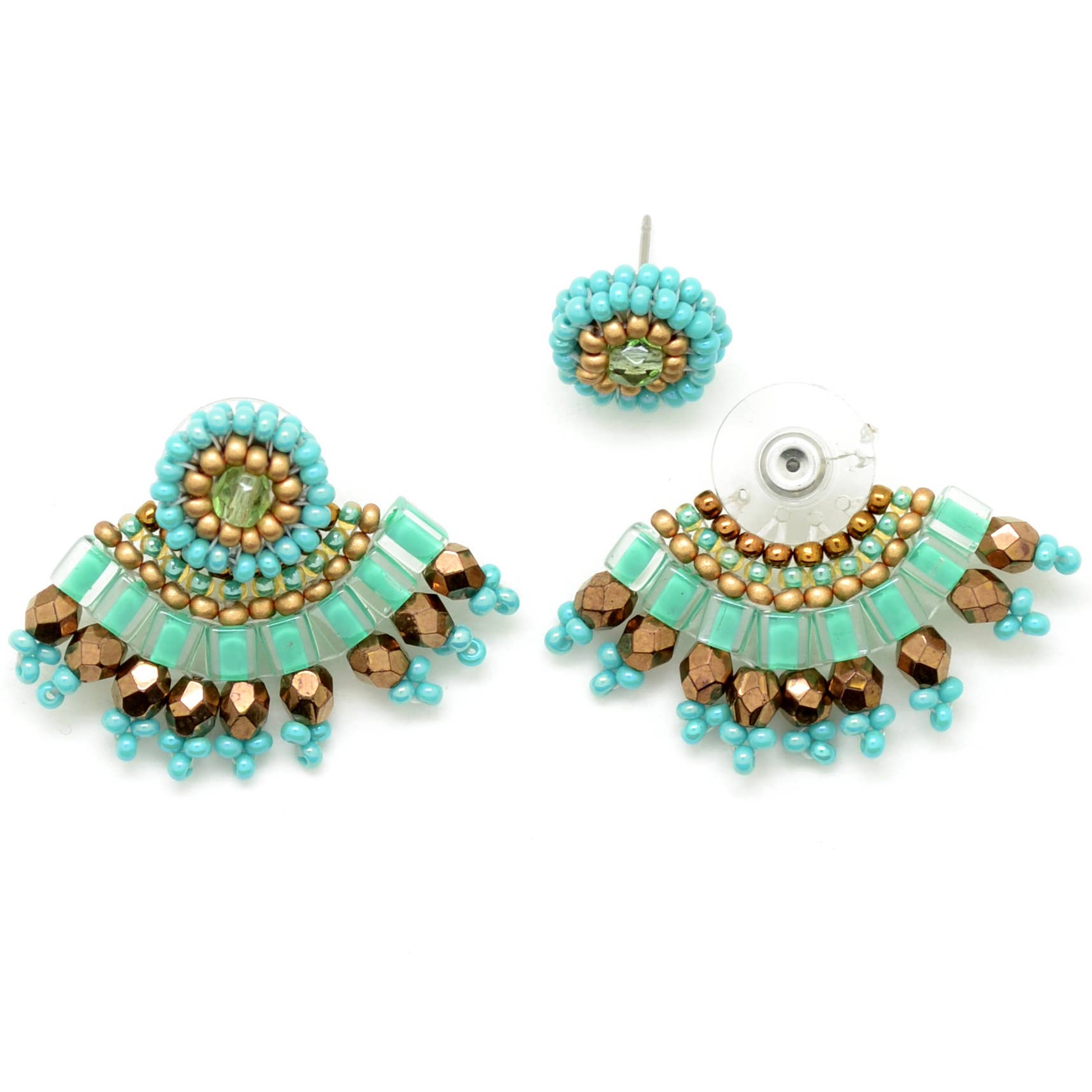 Dunitz & Company - Wholesale Dangle Earrings - Glass Bead Fan Ear Lobe Hugger Earrings - Handmade1