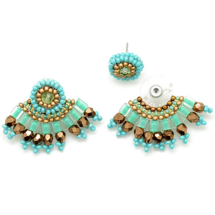 Dunitz & Company - Wholesale Dangle Earrings - Glass Bead Fan Ear Lobe Hugger Earrings - Handmade1