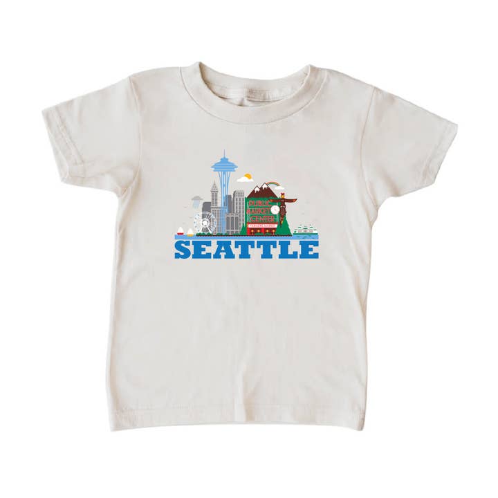 Seattle Cityscape Natural Bambini Maglietta per la vendita all'ingrosso da parte di All Good Living
